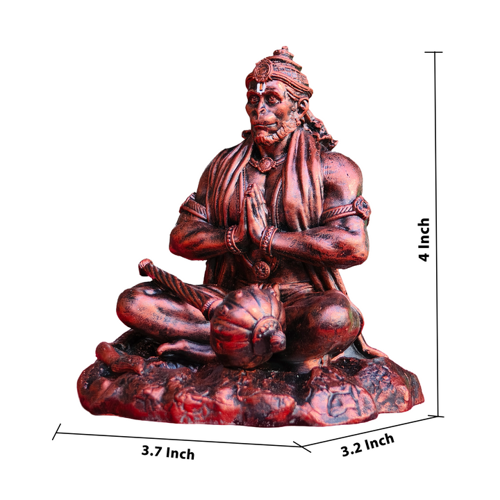 Ram Bhakt Hanuman Murti (4 inch) – Seated Hanuman Idol for Car Dashboard & Home Mandir