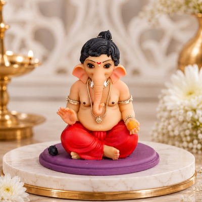 Ganpati Bappa Ashirvad Murti (4 inch) – Blessing Ganesh Idol for Home Mandir & Entrance