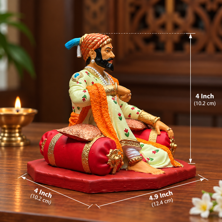 Chhatrapati Shivaji Maharaj Aramat Baithak Murti (4 inch) – Multicolour Car Dashboard Idol