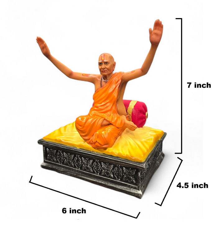 Shree Swami Samarth Hath Ashirwad Murti - 7 inch Seated Blessing Idol