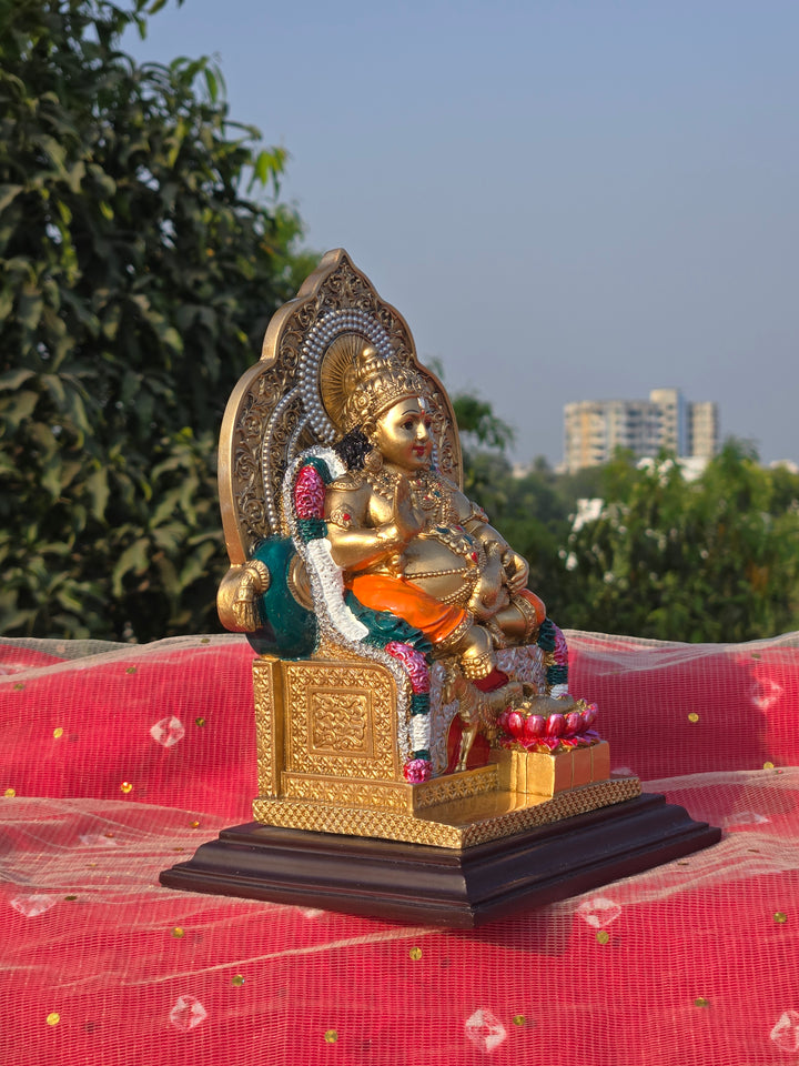 Lord Kubera Idol (8.5 inch) – God of Wealth Murti for Office Desk, Shop & Home Mandir