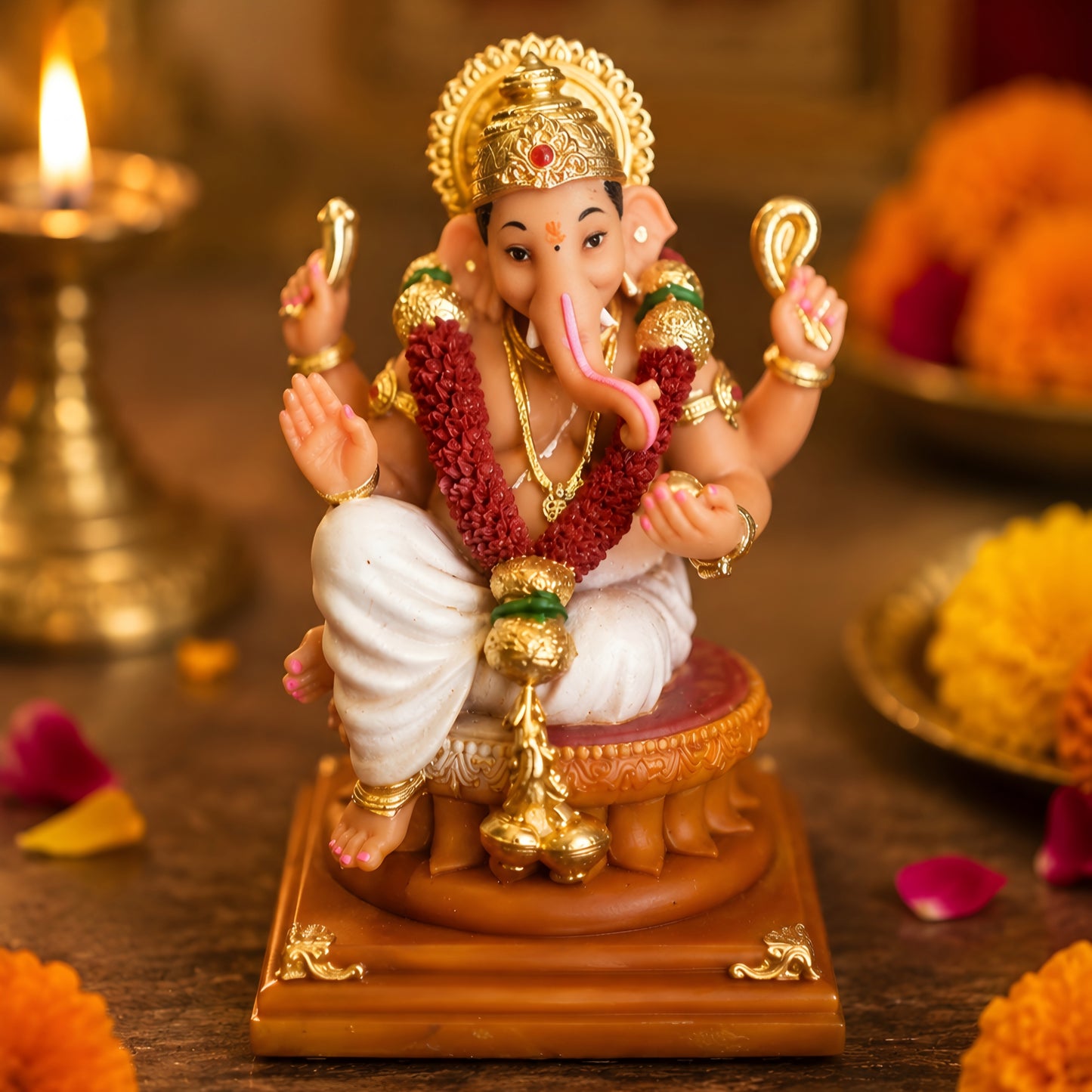 Shri Ganesh Murti (4 inch) – Handcrafted Ganpati Idol for Home Mandir