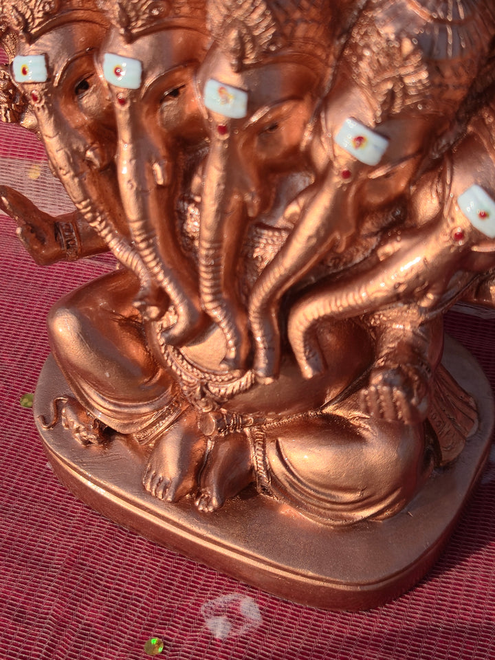 Panchmukhi Ganesh Idol (5 inch) – Five-Faced Ganpati Murti in Gold, Copper & Black
