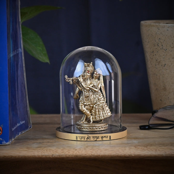 Premmurti Krishna Idol with Glass Dome (3 & 4 inch) – Krishna with Flute for Car Dashboard