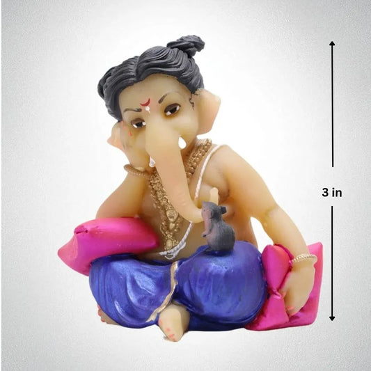 Mushak Ganpati Bappa Murti (3 inch) – Ganesh with Mouse Idol