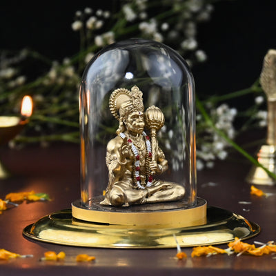 Aashirwad Hanuman Idol with Glass Dome (3 & 4 inch) – Blessing Bajrangbali for Car Dashboard