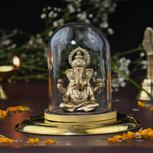 Shrimant Dagdusheth Ganpati Idol with Glass Dome – Ganesh Murti for Car Dashboard & Home Mandir