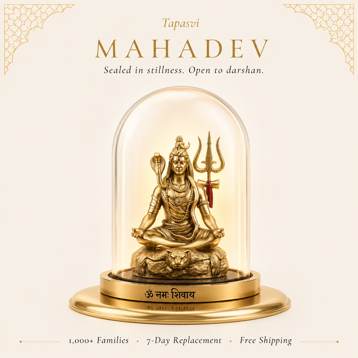 Tapasvi Shiv Ji Idol with Glass Dome – Meditating Mahadev for Car Dashboard & Home Mandir