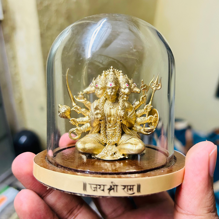 Panchmukhi Hanuman Idol with Glass Dome (4 inch) – Five-Faced Hanuman for Car Dashboard