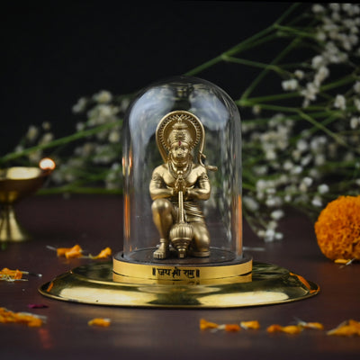 Mahabali Hanuman Idol with Glass Dome (4 inch) – Bajrangbali for Car Dashboard, 4 Finishes