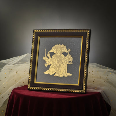Panchmukhi Hanuman Raw Pyrite Frame For Strength & Protection
