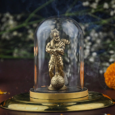 Pawanputra Hanuman Idol with Glass Dome (4 inch) – Bajrangbali Murti for Car Dashboard