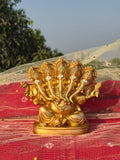 Panchmukhi five-faced Ganesh idol, 5 inch, gold finish Ganpati murti