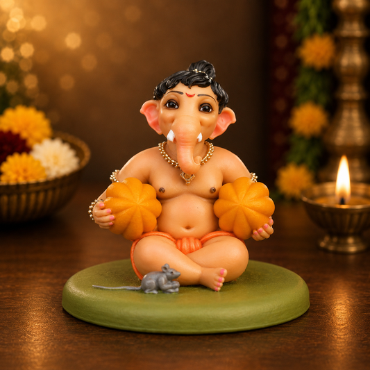 Modak Bal Ganesh Murti (4 inch) – Ganpati Bappa with Modak Idol