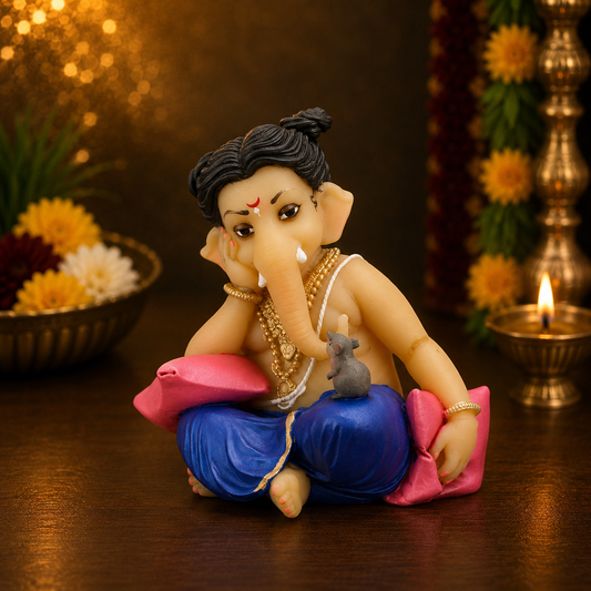 Mushak Ganpati Bappa Murti (3 inch) – Ganesh with Mouse Idol