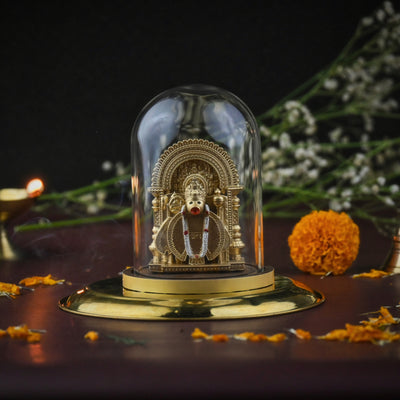 Narsingh Hanuman Idol with Glass Dome (3 & 4 inch) – Rare Narasimha Hanuman for Car Dashboard
