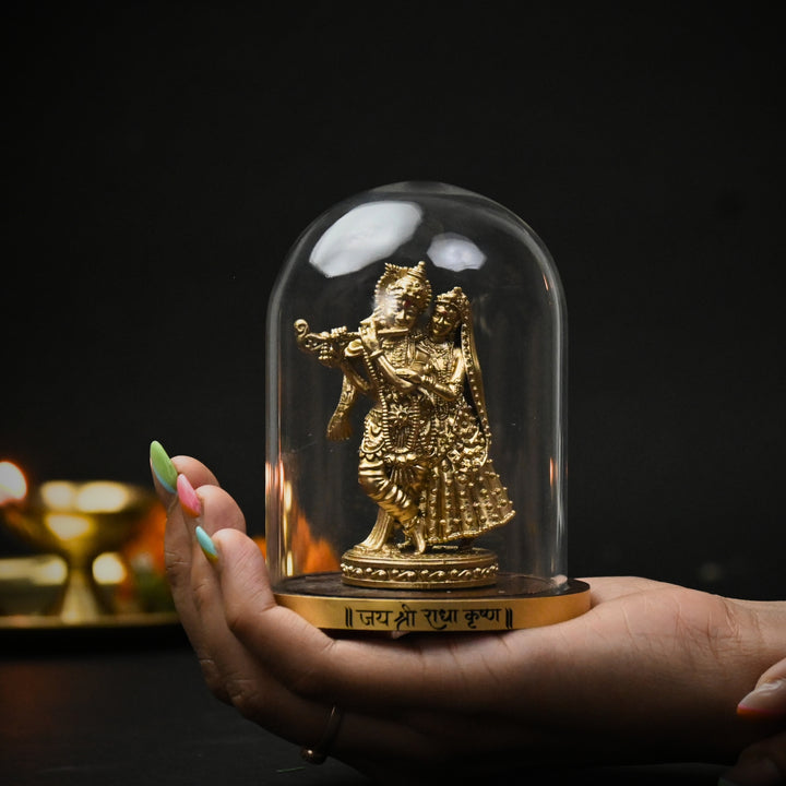 Premmurti Krishna Idol with Glass Dome (3 & 4 inch) – Krishna with Flute for Car Dashboard