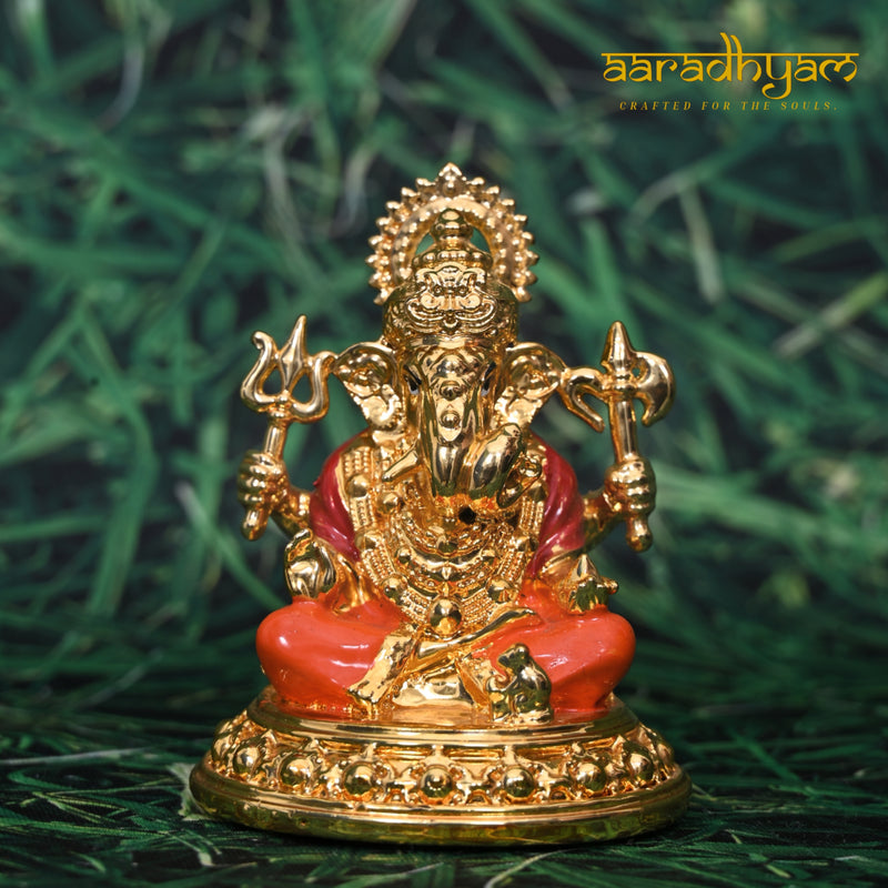 Gold Plated Dagduseth Ganpati Murti (3 inch)