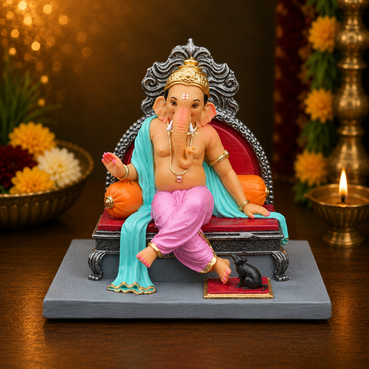 Ganpati Bappa Royal Sofa Murti (4 inch) – Ganesh Idol on Sofa