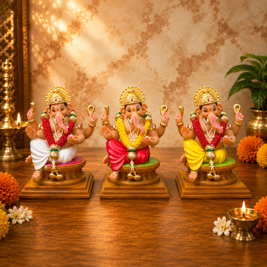 Shri Ganesh Murti (4 inch) – Handcrafted Ganpati Idol for Home Mandir