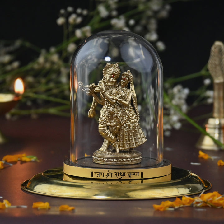 Premmurti Krishna Idol with Glass Dome (3 & 4 inch) – Krishna with Flute for Car Dashboard