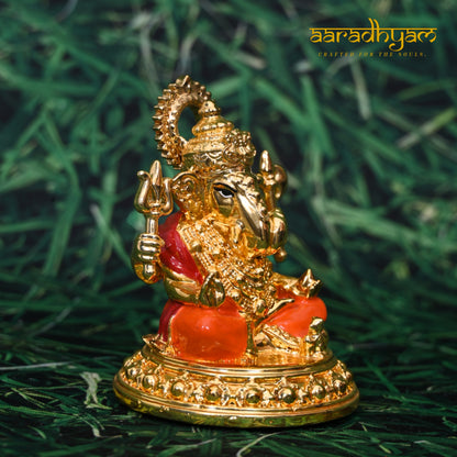 Gold Plated Dagduseth Ganpati Murti (3 inch)