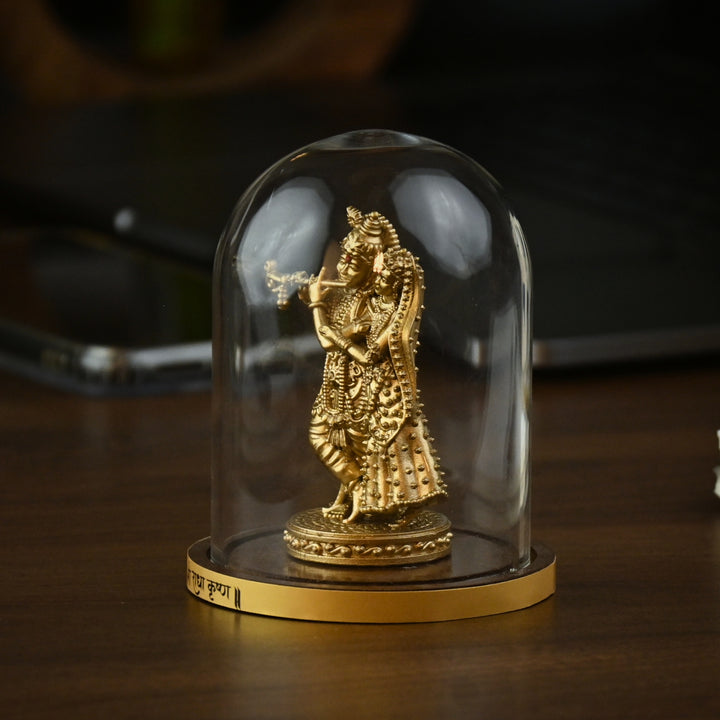 Premmurti Krishna Idol with Glass Dome (3 & 4 inch) – Krishna with Flute for Car Dashboard