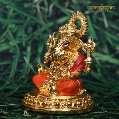 Gold Plated Dagduseth Ganpati Murti (3 inch)
