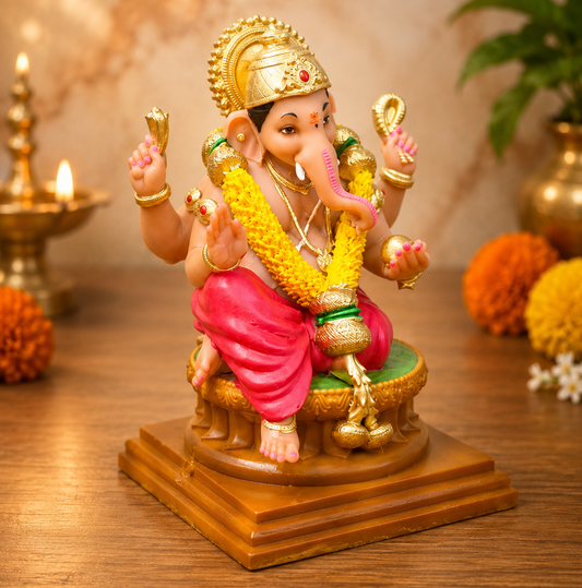 Shri Ganesh Murti (4 inch) – Handcrafted Ganpati Idol for car dashboard and Home Mandir