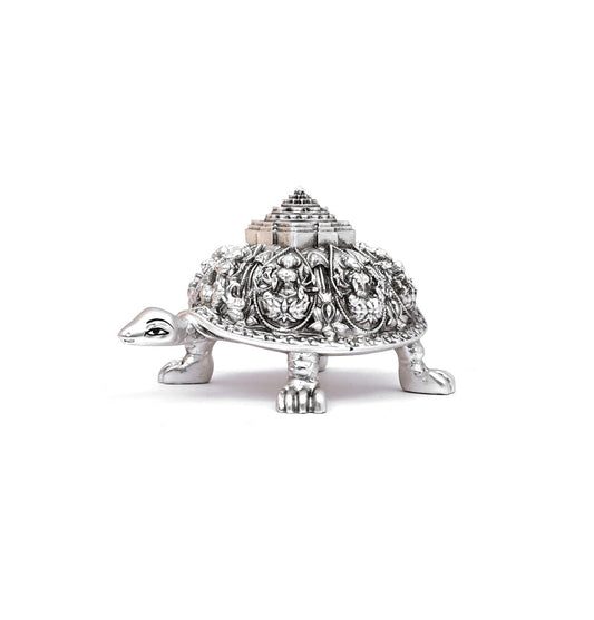 Silver Plated Asthalaxmi Tortoise (4.5 inch)
