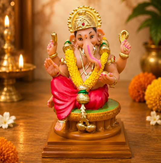Shri Ganesh Murti (4 inch) – Handcrafted Ganpati Idol for Home Mandir